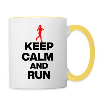 KEEP CALM AND RUN! JOGGING RACING SPORT FIT black - Contrasting Mug - white/yellow - Right