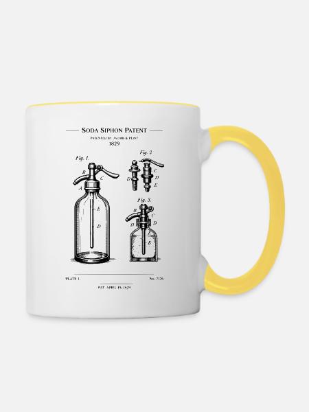 Design des Soda-Siphone-Bauplans - Tasse zweifarbig - Weiß/Gelb