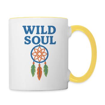Wilde Seele Traumfänger - Tasse zweifarbig - Weiß/Gelb - Rechts