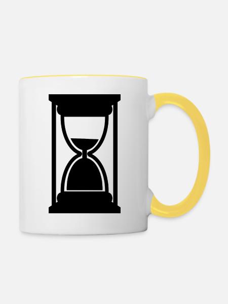 Sanduhr - Tasse zweifarbig - Weiß/Gelb