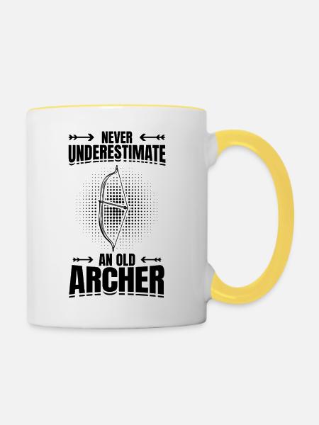 Bogenschütze Opa - Tasse zweifarbig - Weiß/Gelb