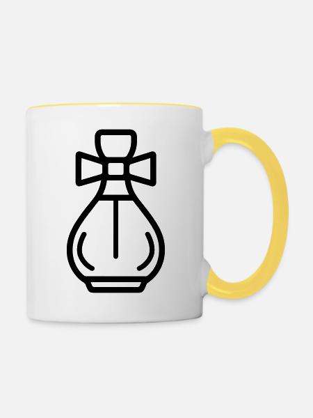 Parfümflasche - Tasse zweifarbig - Weiß/Gelb