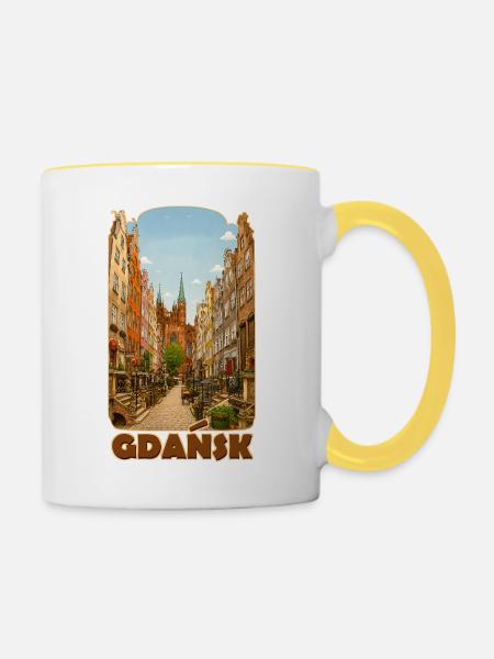 Danzig Gdansk Altstadt - Tasse zweifarbig - Weiß/Gelb