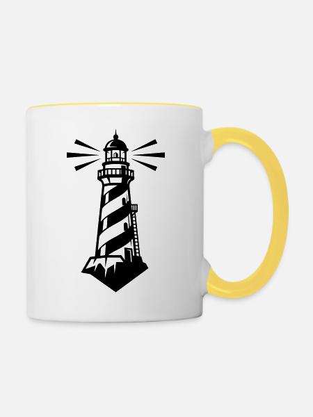 Leuchtturm Küste Symbol - Tasse zweifarbig - Weiß/Gelb