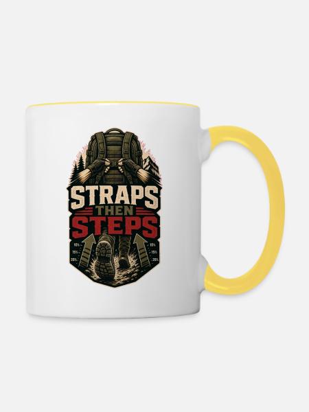STRAPS THEN STEPS - Tasse zweifarbig - Weiß/Gelb