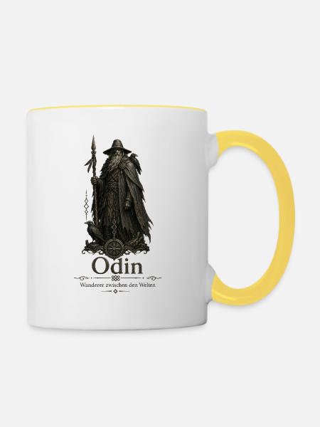 Odin Wächter Welten - Tasse zweifarbig - Weiß/Gelb