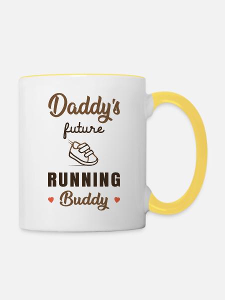 Papas zukünftiger Laufkumpel - Tasse zweifarbig - Weiß/Gelb