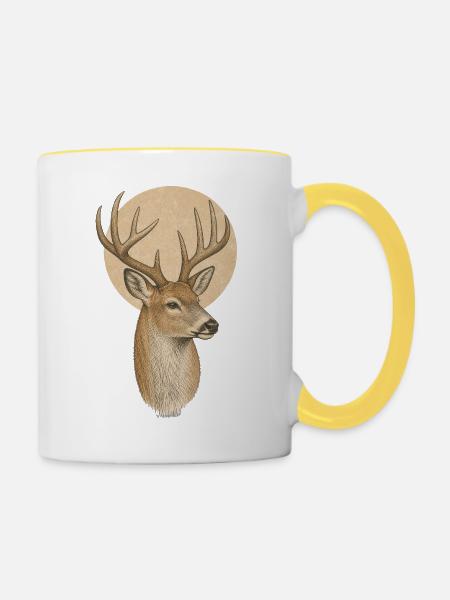 Rehbock Geweih - Tasse zweifarbig - Weiß/Gelb