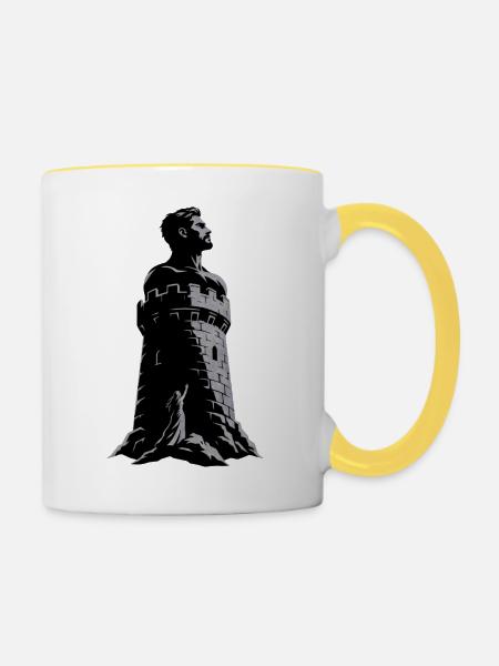 Verstärkte Turmhelden - Tasse zweifarbig - Weiß/Gelb
