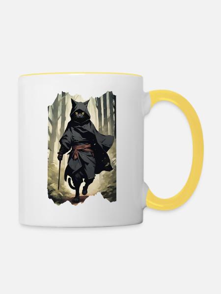 warrior_cat - Tasse zweifarbig - Weiß/Gelb