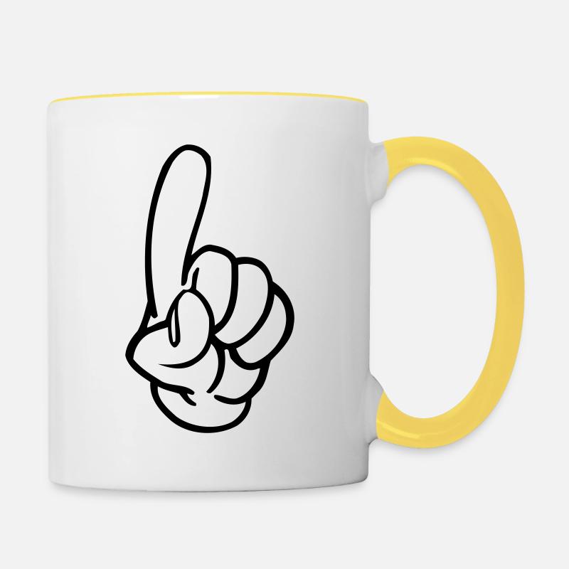 hand Finger - Tasse zweifarbig - Weiß/Gelb