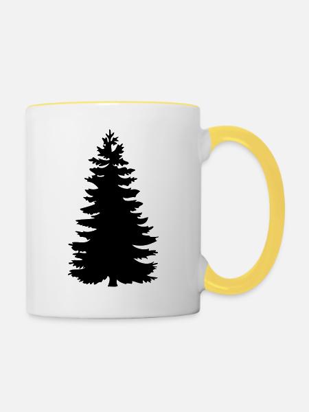 Baumsilhouette - Tasse zweifarbig - Weiß/Gelb