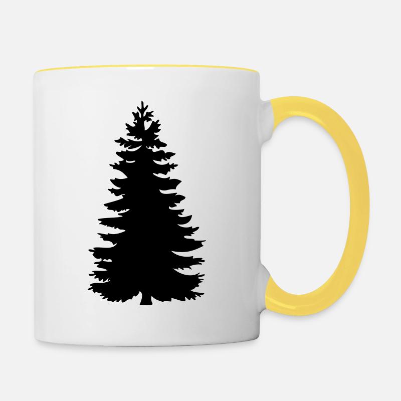 if shade outlined, nature, silhouette, forest, - Contrasting Mug - white/yellow