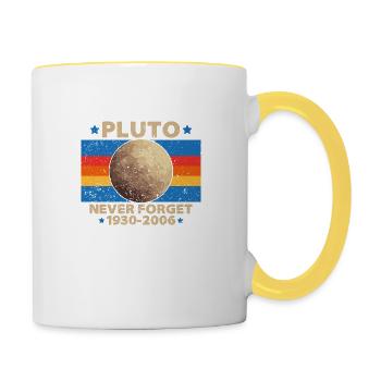 Pluto never forget gift Retro Vintage Old - Contrasting Mug - white/yellow - Right