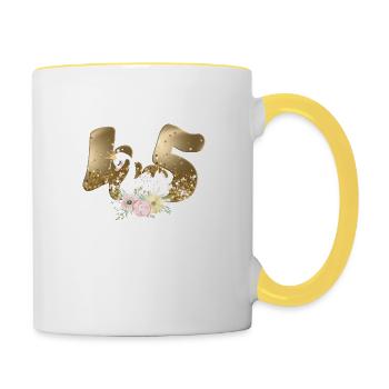 Customizable Number 45 Swan - Contrasting Mug - white/yellow - Right