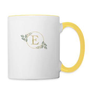 Personalisierbar Monogramm E - Tasse zweifarbig - Weiß/Gelb - Rechts
