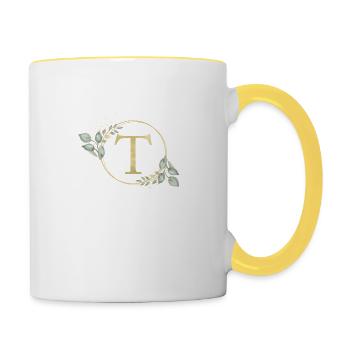Monogramme T personnalisable - Mug contrasté - blanc/jaune - Droite