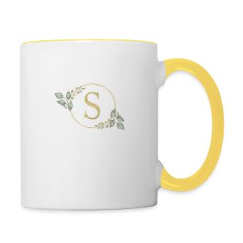 Personalisierbar Monogramm S - Tasse zweifarbig - Weiß/Gelb - Rechts