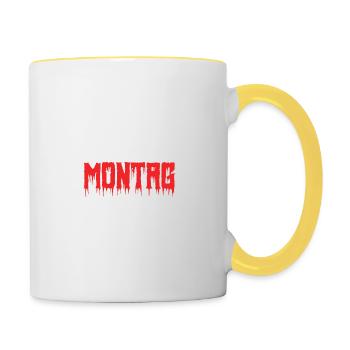 Die kürzeste Gruselgeschichte: Montag - Tasse zweifarbig - Weiß/Gelb - Rechts