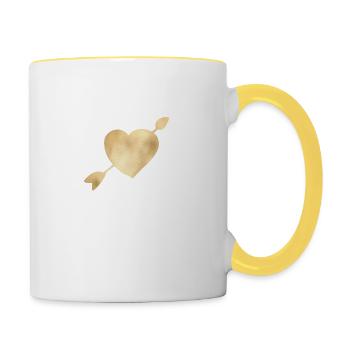 Heart arrow customizable - Contrasting Mug - white/yellow - Right