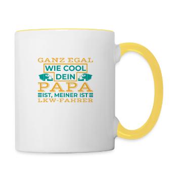 Papa LKW-fahrer Geschenk Disponenten - Tasse zweifarbig - Weiß/Gelb - Rechts