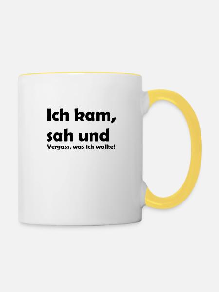 Lustiger Spruch - Tasse zweifarbig - Weiß/Gelb