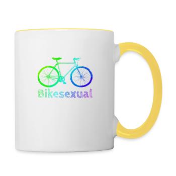 Fahrrad | Fahrradfahrer | Bikesexual | Radfahrer - Tasse zweifarbig - Weiß/Gelb - Rechts
