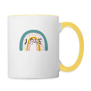 Love, Rainbow - Contrasting Mug - white/yellow - Right