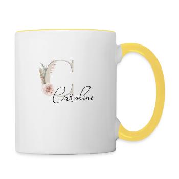 Caroline! Name Boho - Tasse zweifarbig - Weiß/Gelb - Rechts
