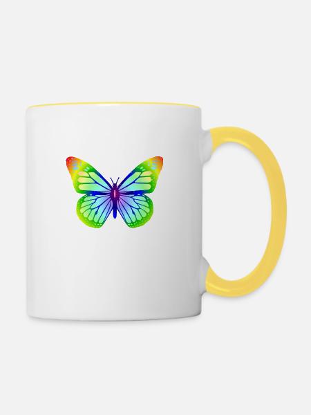 Schmetterling 1 - Tasse zweifarbig - Weiß/Gelb