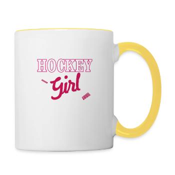 Hockey Girl Ice Hockey Player Sports - Contrasting Mug - white/yellow - Right