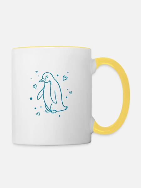 Pinguin - Zoo - Naturschutz - Tasse zweifarbig - Weiß/Gelb