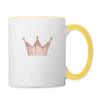 Krone Rose Gold Glitter customizable - Contrasting Mug - white/yellow - Right