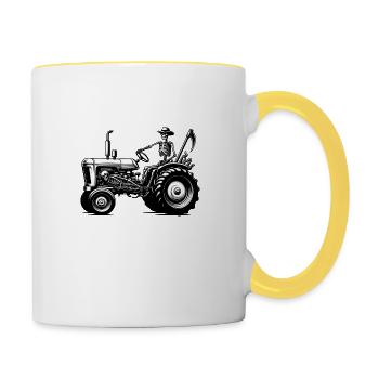 Agriculteur sur un tracteur - Mug contrasté - blanc/jaune - Droite