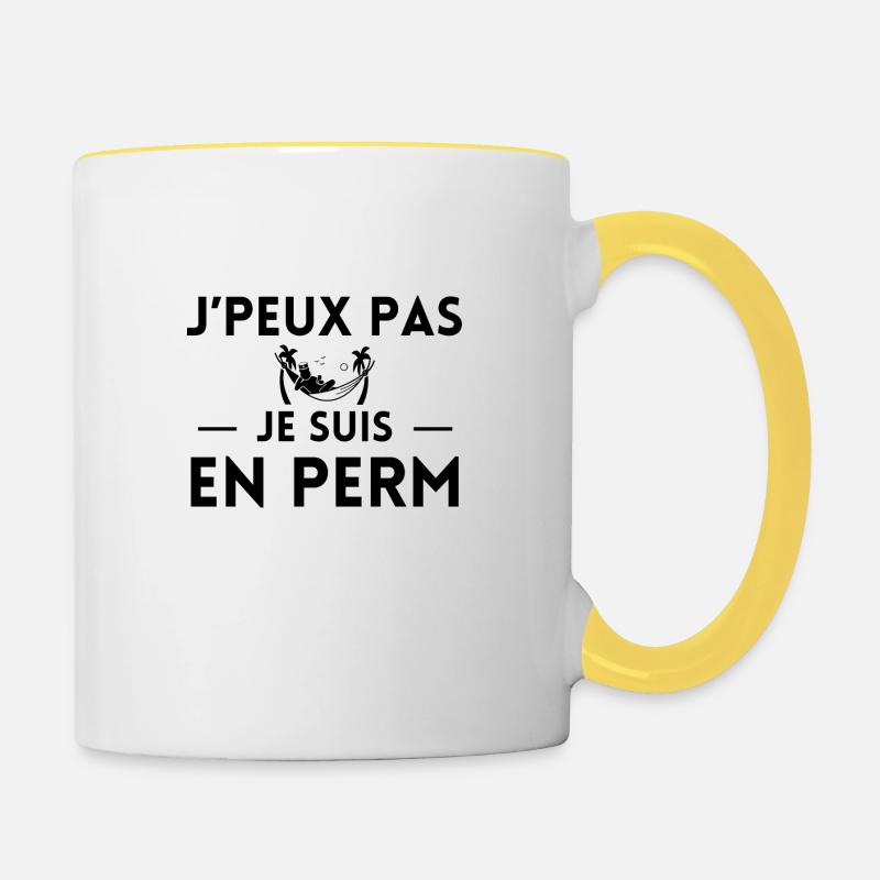 J'peux pas je suis en perm - Mug contrasté - blanc/jaune