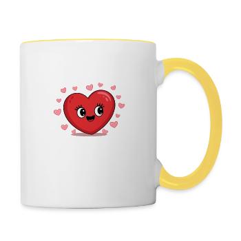 Happy Heart - Contrasting Mug - white/yellow - Right