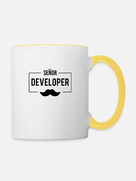 Senor Developer - Tasse zweifarbig - Weiß/Gelb