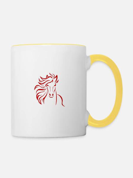 Stute - Premium Design - Tasse zweifarbig - Weiß/Gelb
