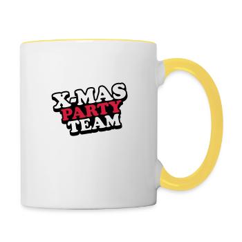 xmas party team weihnachten christmas - Tasse zweifarbig - Weiß/Gelb - Rechts