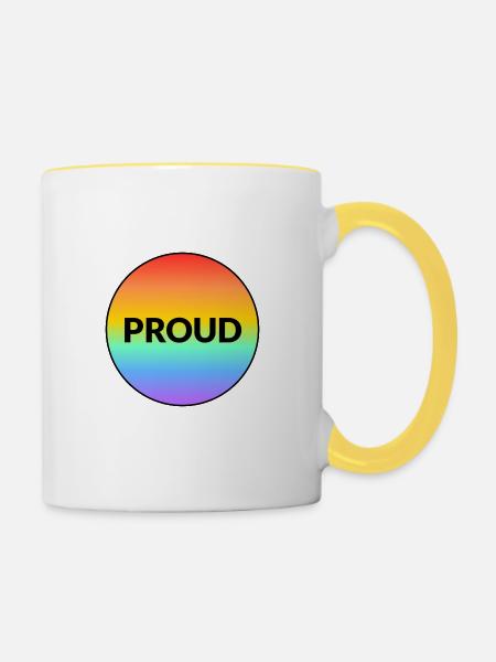 Stolzer LGBTQ-Pride-Regenbogen - Tasse zweifarbig - Weiß/Gelb