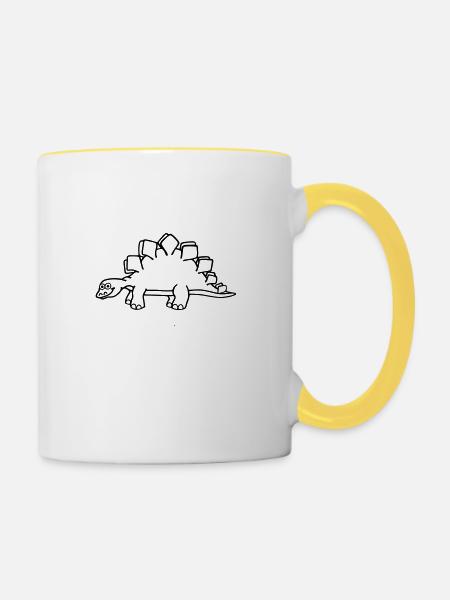 Dinosaurier, Stegosaurus - Tasse zweifarbig - Weiß/Gelb