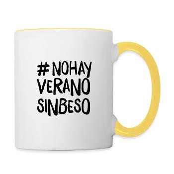 SOMMER 2021 T-SHIRT KEIN SOMMER OHNE KISS - Tasse zweifarbig - Weiß/Gelb - Rechts