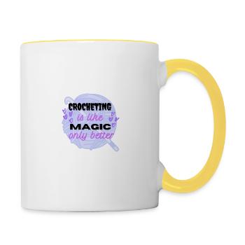 Le crochet est comme la magie, seulement une meilleure laine violette - Mug contrasté - blanc/jaune - Droite