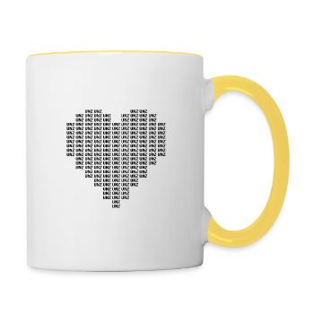UNZ UNZ UNZ Heart | EDM Techno Festival Party - Tasse zweifarbig - Weiß/Gelb - Rechts