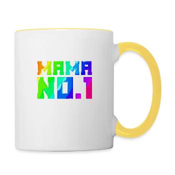 Mama No.1 | Mutter | Mama | Eltern | Frau - Tasse zweifarbig - Weiß/Gelb - Rechts