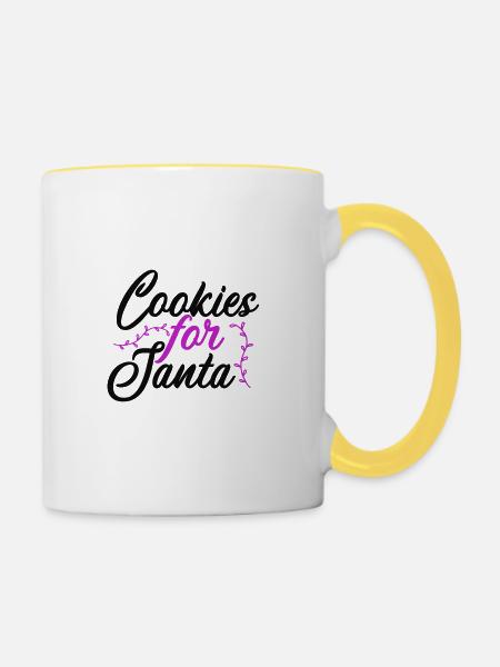 Kekse für den Weihnachtsmann - Tasse zweifarbig - Weiß/Gelb