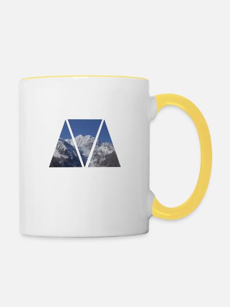 Berge Nepal - Tasse zweifarbig - Weiß/Gelb