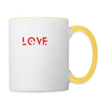 love - Tasse zweifarbig - Weiß/Gelb - Rechts