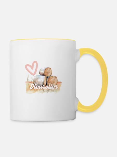Retro Heuroller Liebe - Tasse zweifarbig - Weiß/Gelb