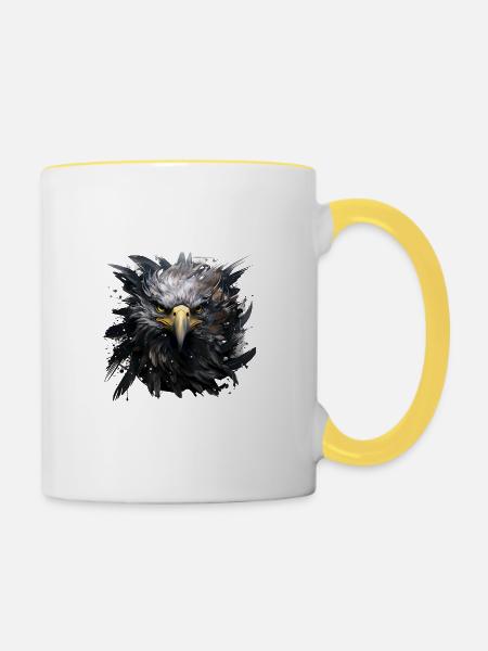 Der Steinadler - Tasse zweifarbig - Weiß/Gelb